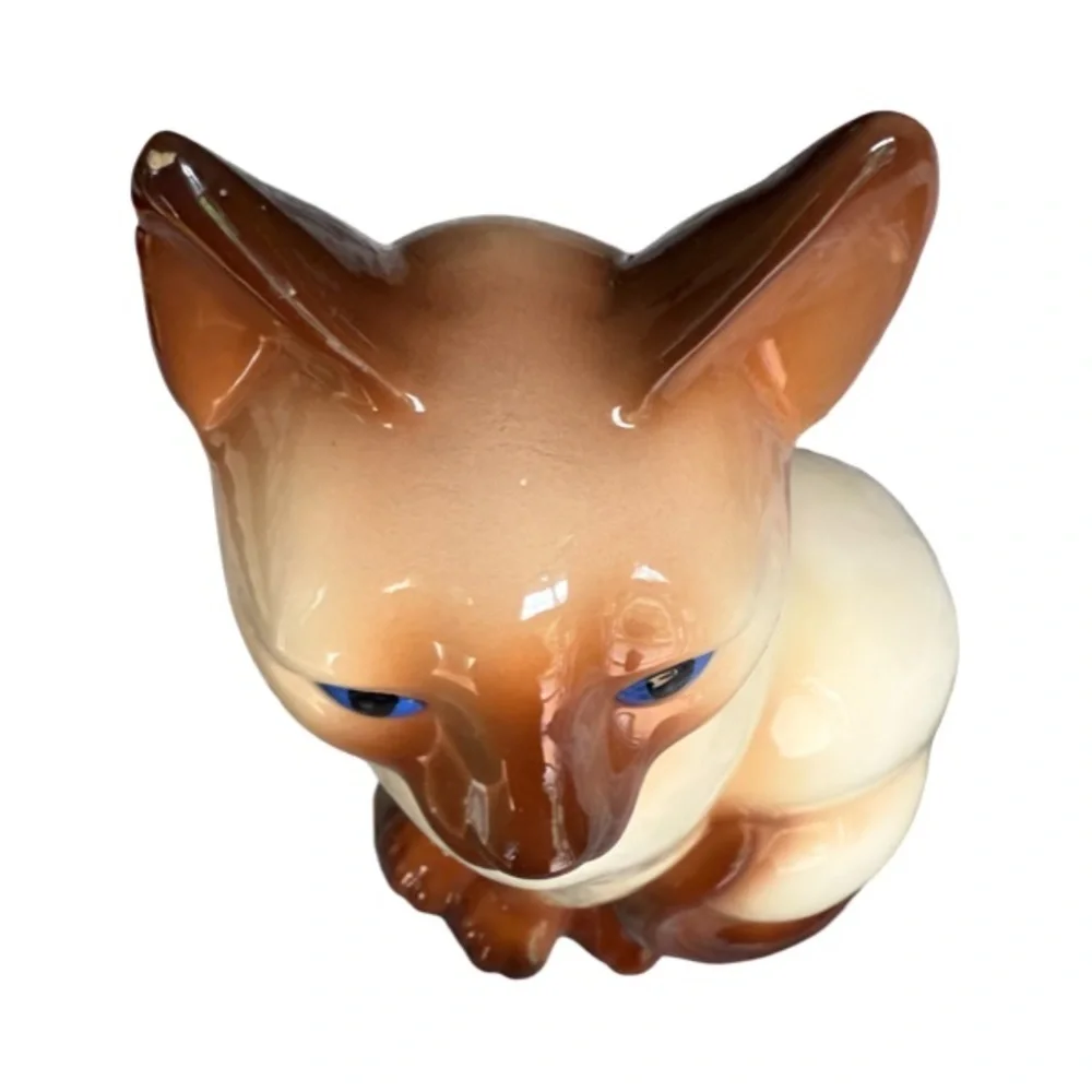 Vintage MCM Large Ceramic Siamese Cat Figurine 11.5” Tall